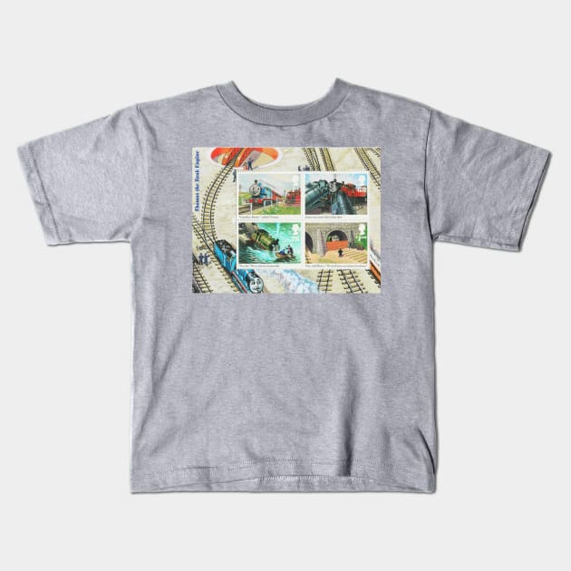 Vintage Thomas the Tank Engine Royal Mail Stamps Kids T-Shirt by sleepyhenry